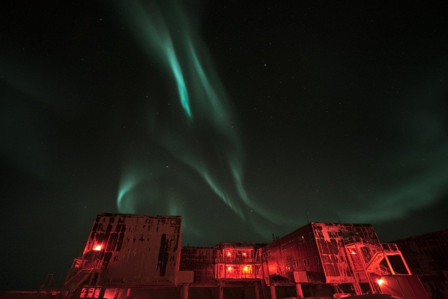 Auroras over the station
